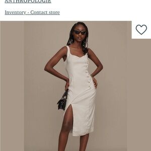 Anthropologie Sleeveless Square Neck Linen Button Wrap Midi Dress, XS